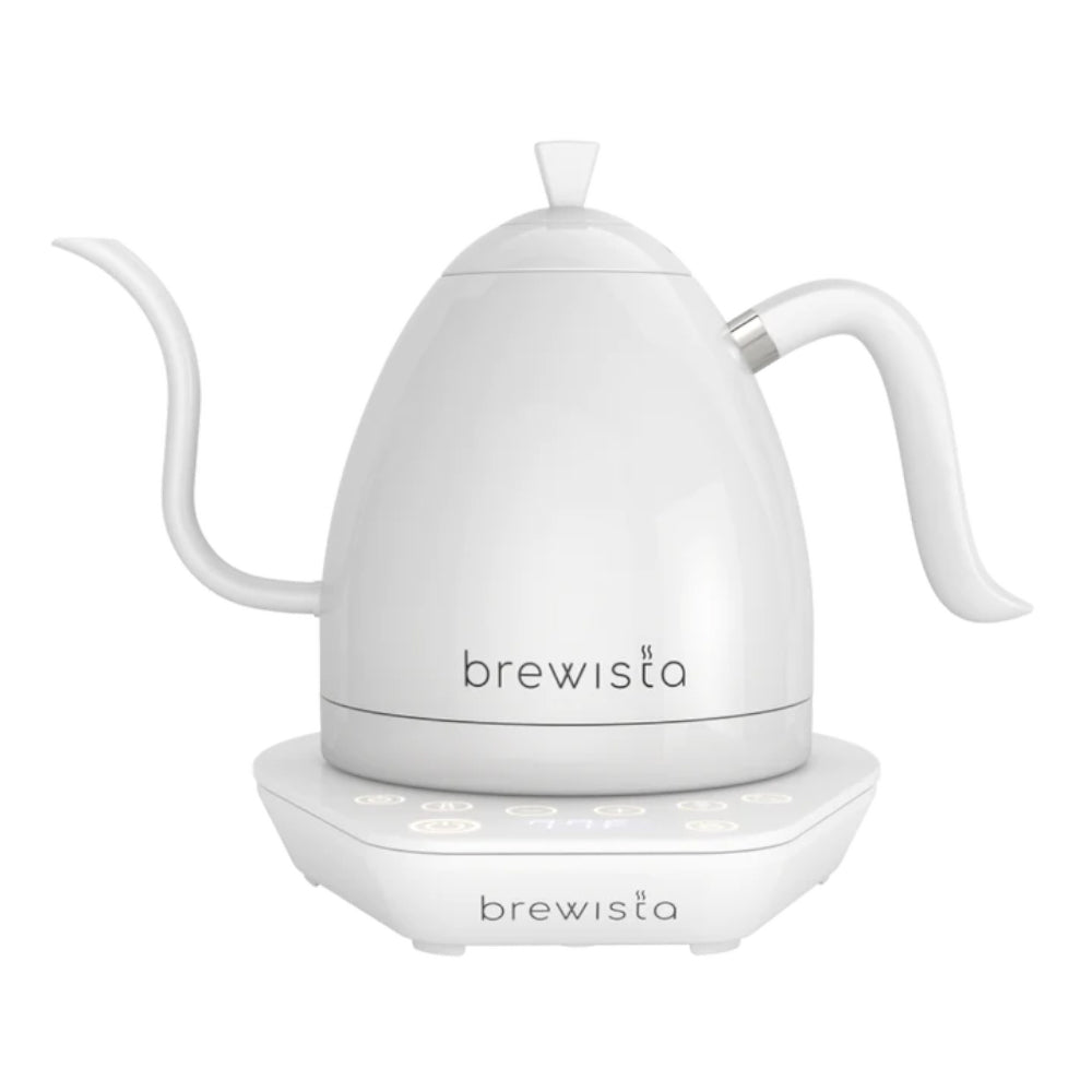 Brewista Artisan Gooseneck Kettle 600ml in white with digital base and ergonomic handle