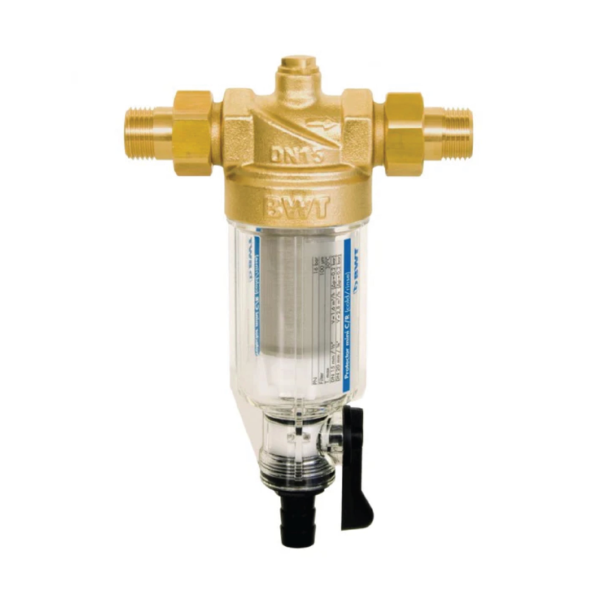 BWT Protect Mini water filter with brass fittings and transparent body for water solutions