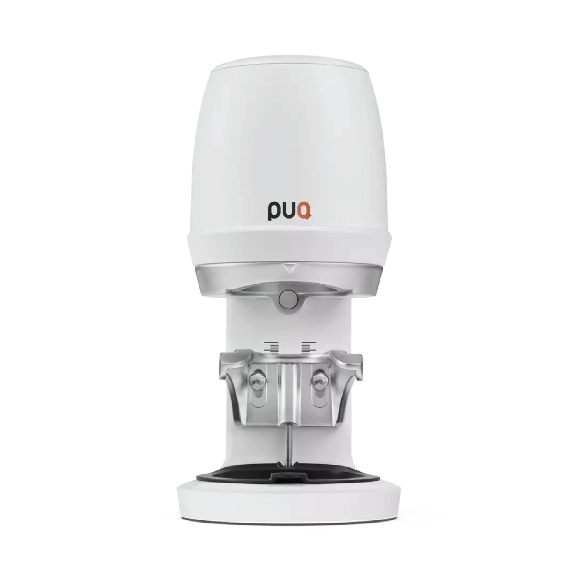 PUQ Press Q2 Gen 5 automatic tamper with white body and metal tamper mechanism