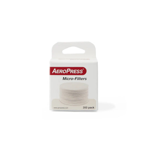 AeroPress Micro Filters pack containing 350 round coffee filters for AeroPress coffee makers