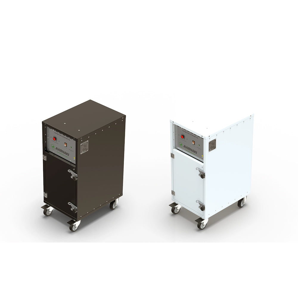 Coffee-Tech Engineering Avirnaki smoke filtration system in black and white models for roastery smoke control