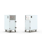 Coffee-Tech Engineering Avirnaki smoke filtration system for roastery with white metal casing and control panel on wheels