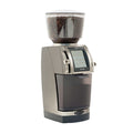 Baratza Forte BG coffee grinder machine with digital display and bean hopper filled with coffee beans