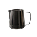 Barista Hustle Pitcher Stealth Black stainless steel milk frothing pitcher with ergonomic handle