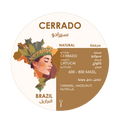 The Herder Coffee Roastery Cerrado Brazil coffee beans label with natural variety and flavor notes of caramel hazelnut and Nutella