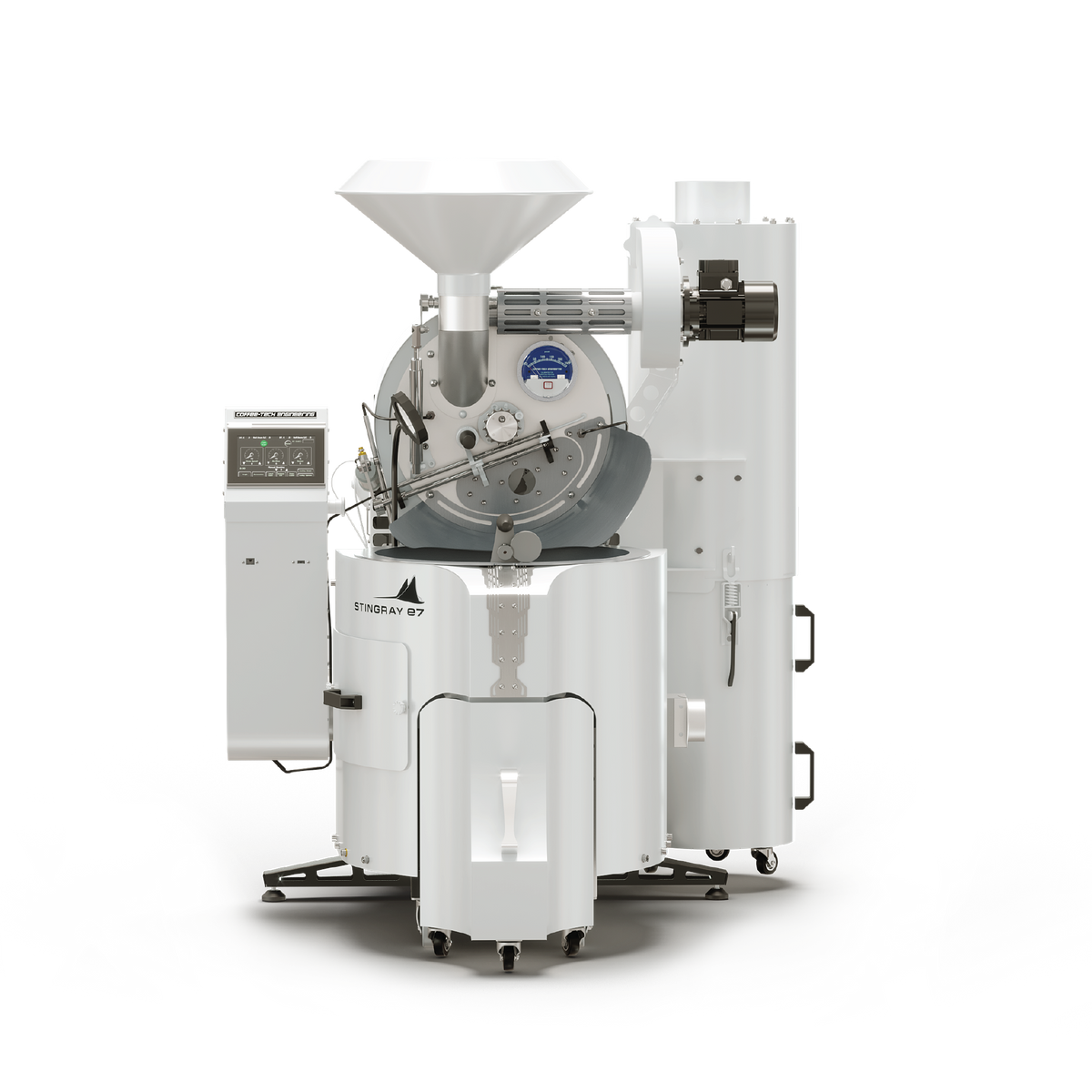 Coffee-Tech Engineering Stingray 7kg with Auto Doors and Profiler white industrial coffee roastery machine