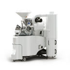 Coffee-Tech Engineering Stingray 7kg with Auto Doors and Profiler white coffee roastery machine on black background 1