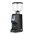 Eureka Atom Specialty 65 black coffee grinder machine with digital display and clear bean hopper