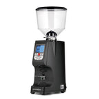 Eureka Atom Specialty 65 black coffee grinder machine with digital display and clear bean hopper