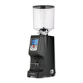 Eureka Atom Specialty 75 black coffee grinder machine with digital display and clear bean hopper