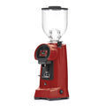 Eureka Helios 75 red coffee grinder machine with digital display and clear bean hopper