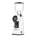 Eureka Helios 75 white coffee grinder machine with digital display and transparent bean hopper
