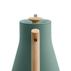 Fellow Stagg EKG Electric Kettle Smoke Green with wooden handle and lid knob in modern design