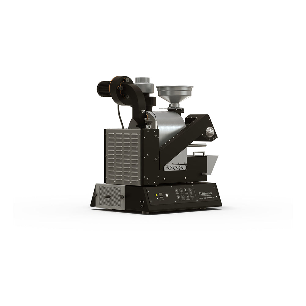 Coffee-Tech Engineering FZ94 EVO Shop Roaster black and silver commercial coffee roastery machine