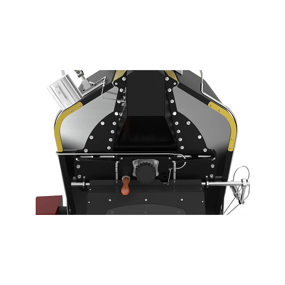 Close-up of Coffee-Tech Engineering Ghibli R60 commercial coffee roaster showing control panel and roasting drum