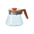 Hario Coffee Server 600 Olive Wood glass coffee maker with wooden handle and lid