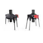 Industrial afterburner for Ghibli R90 by Coffee-Tech Engineering with black metal body and red control unit