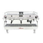 La Marzocco GB5 S 3 Group stainless steel professional espresso machine with three portafilters
