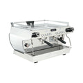 La Marzocco GB5 X espresso machine with dual portafilters and polished stainless steel body