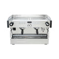 La Marzocco Linea PB X stainless steel espresso machine with dual group heads and pressure gauge