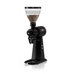 Mahlkoenig EK43 black coffee grinder machine with bean hopper filled with coffee beans
