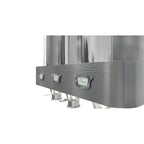 Coffee-Tech Engineering stainless steel triple coffee dispenser with labeled compartments for roastery use