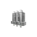 Coffee-Tech Engineering metal triple coffee dispenser with three cylindrical containers for roastery use