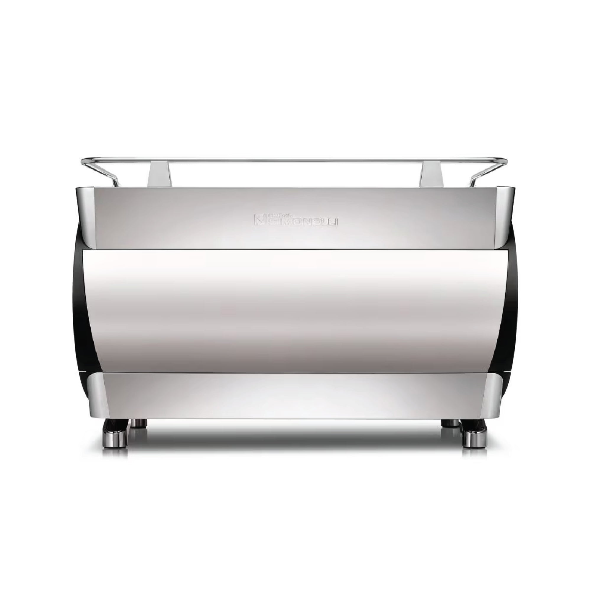 Front view of Nuova Simonelli Aurelia Wave Volumetric espresso machine in stainless steel