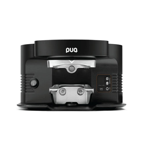 PUQ Press M5 GEN 5 automatic tamper in black with metal press and control buttons