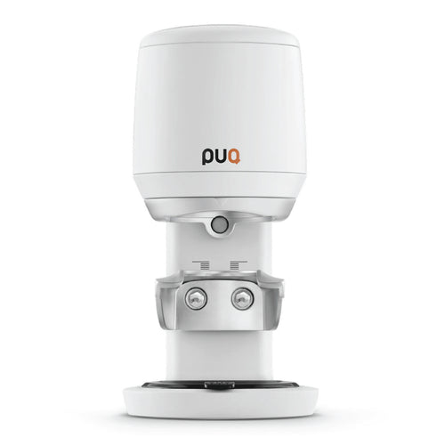 PUQ Press MINI GEN 6 automatic tamper for consistent coffee tampering with sleek white design