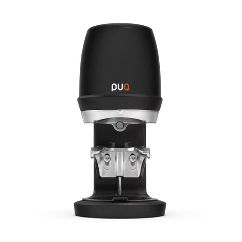 PUQ Press Q2 Gen 5 automatic tamper with black and silver design for precise coffee tamping