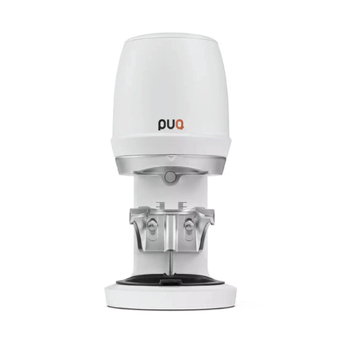 PUQ Press Q2 Gen 5 automatic tamper with white body and metal tamper mechanism
