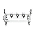 Rocket Espresso R9 stainless steel commercial espresso machine with three group heads and dual steam wands
