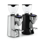 Rocket Espresso Super Fausto coffee grinders in silver and black with clear bean hoppers and digital displays