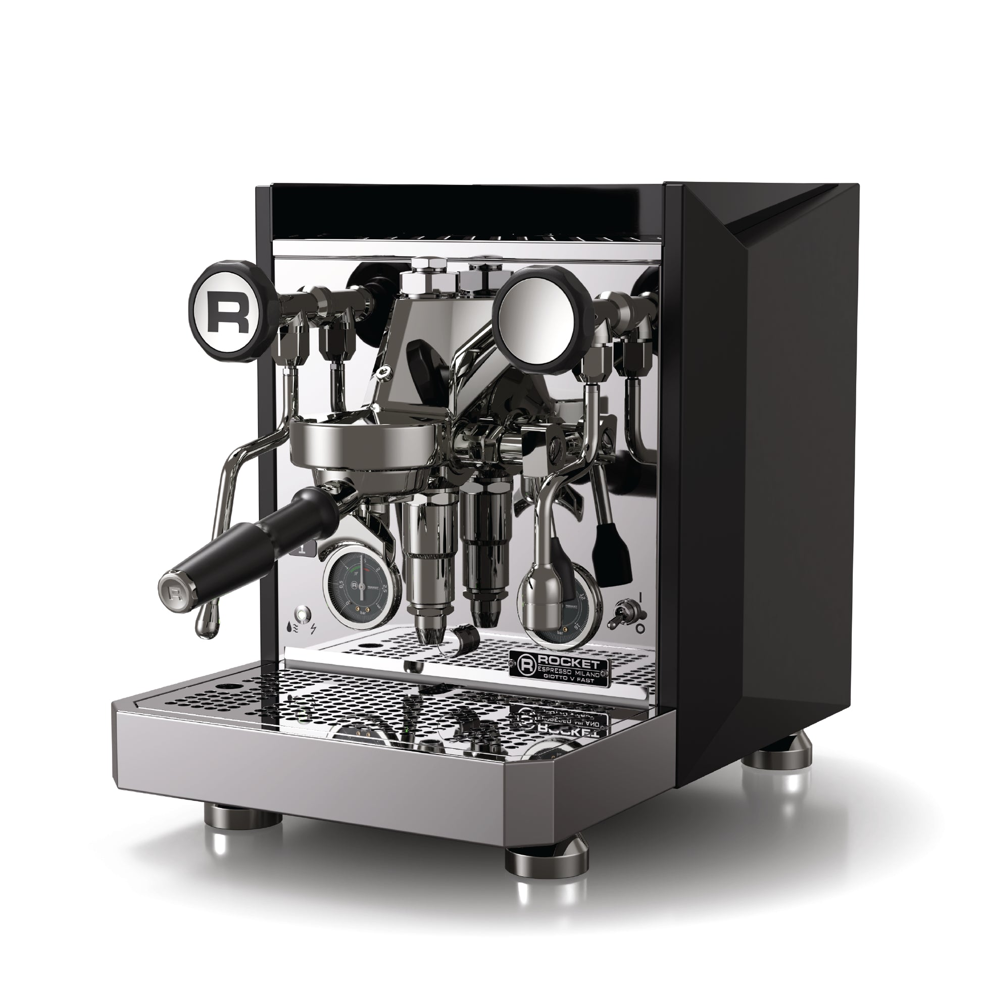 Rocket Giotto V Fast espresso machine by Rocket Espresso Milano with sleek black and stainless steel design