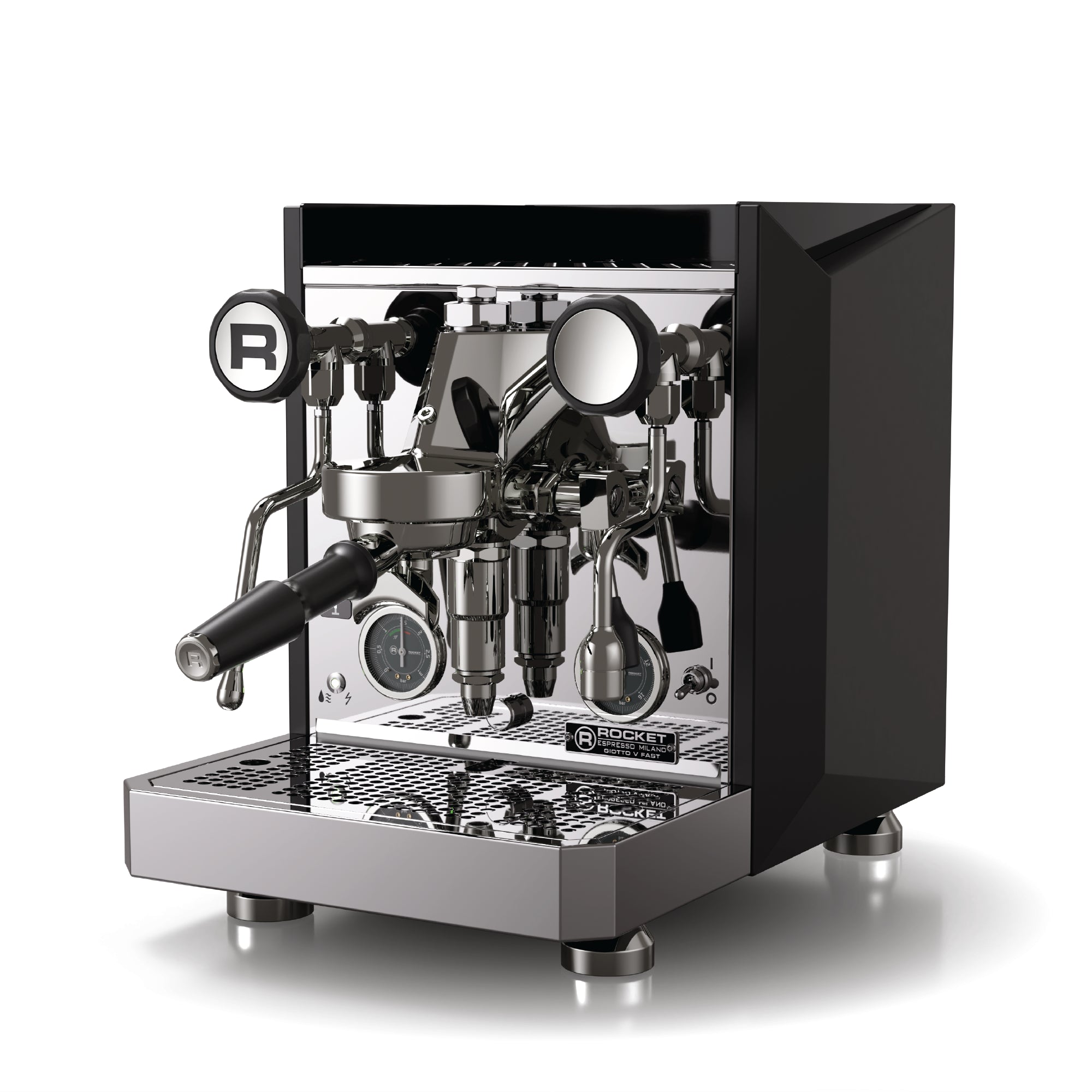 Rocket Giotto V Fast espresso machine by Rocket Espresso Milano with sleek black and stainless steel design