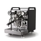 Rocket Mozzafiatto V Fast espresso machine by Rocket Espresso Milano in polished stainless steel and black