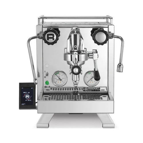 Rocket R58 Cinquantotto espresso machine by Rocket Espresso Milano stainless steel dual gauge control panel