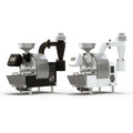 Coffee-Tech Engineering Solar ECO Shop Roaster in black and white models side by side for coffee roasting