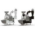Coffee-Tech Engineering Solar Shop Roaster in white and black with stainless steel features side by side