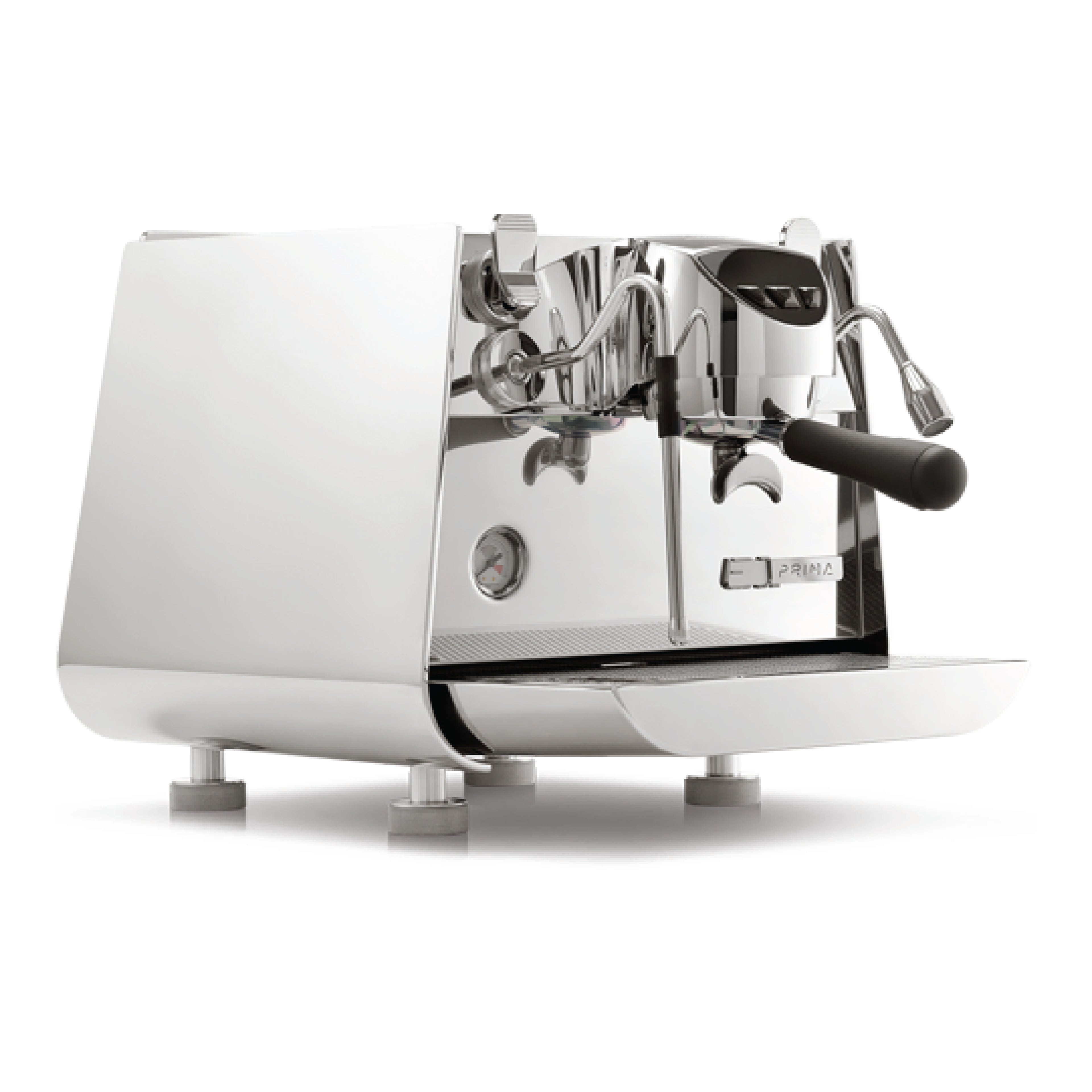 Victoria Arduino E1 Prima EXP Pure Brew espresso machine with sleek stainless steel design and portafilter handle
