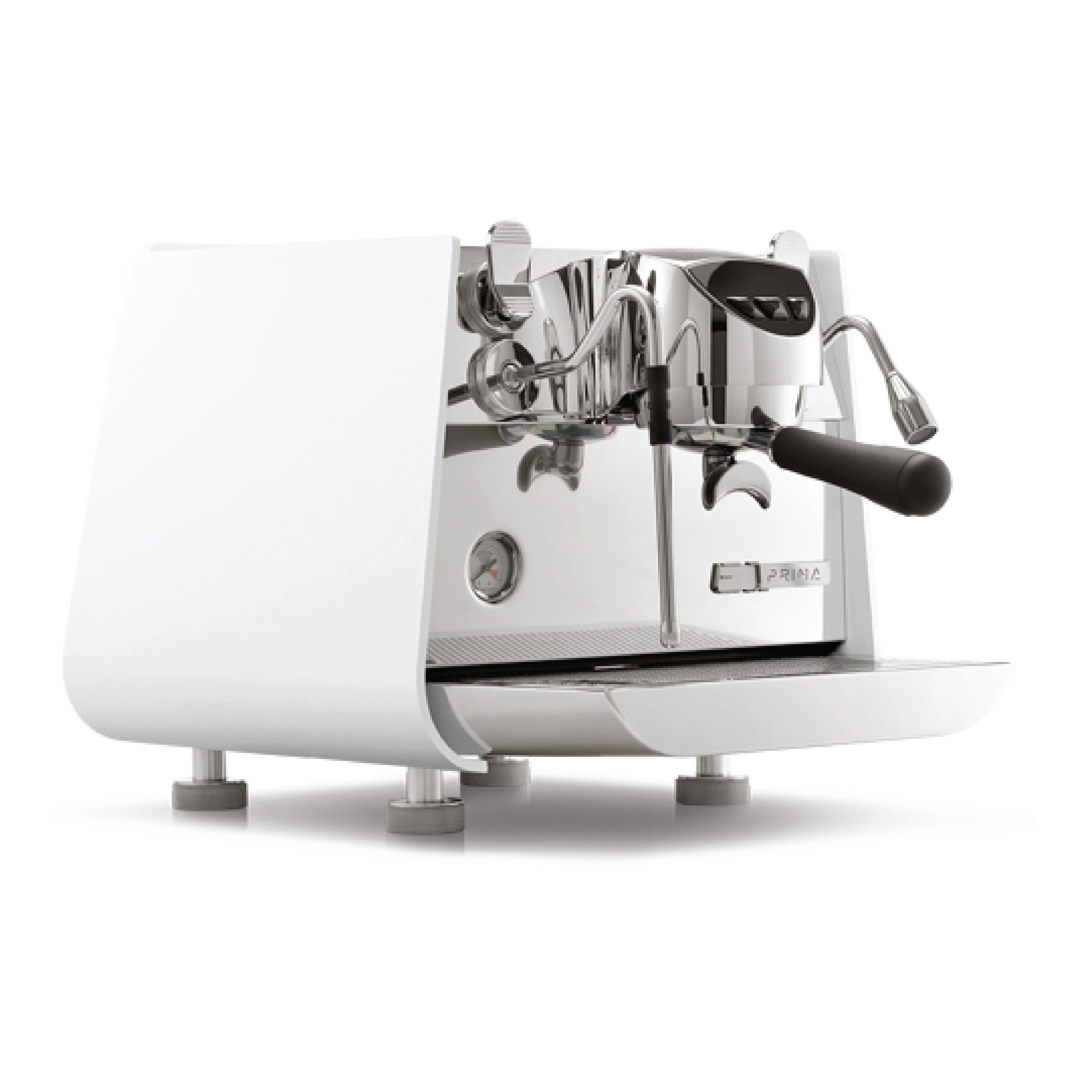 Victoria Arduino E1 Prima EXP Pure Brew espresso machine with sleek white and chrome design