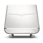 Sleek stainless steel Victoria Arduino E1 Prima espresso machine front view with minimalist design